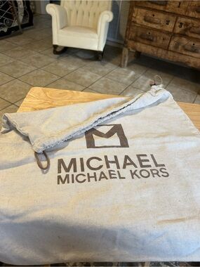 Michael Kors Beige and Brown Logo Drawstring Dust Bag